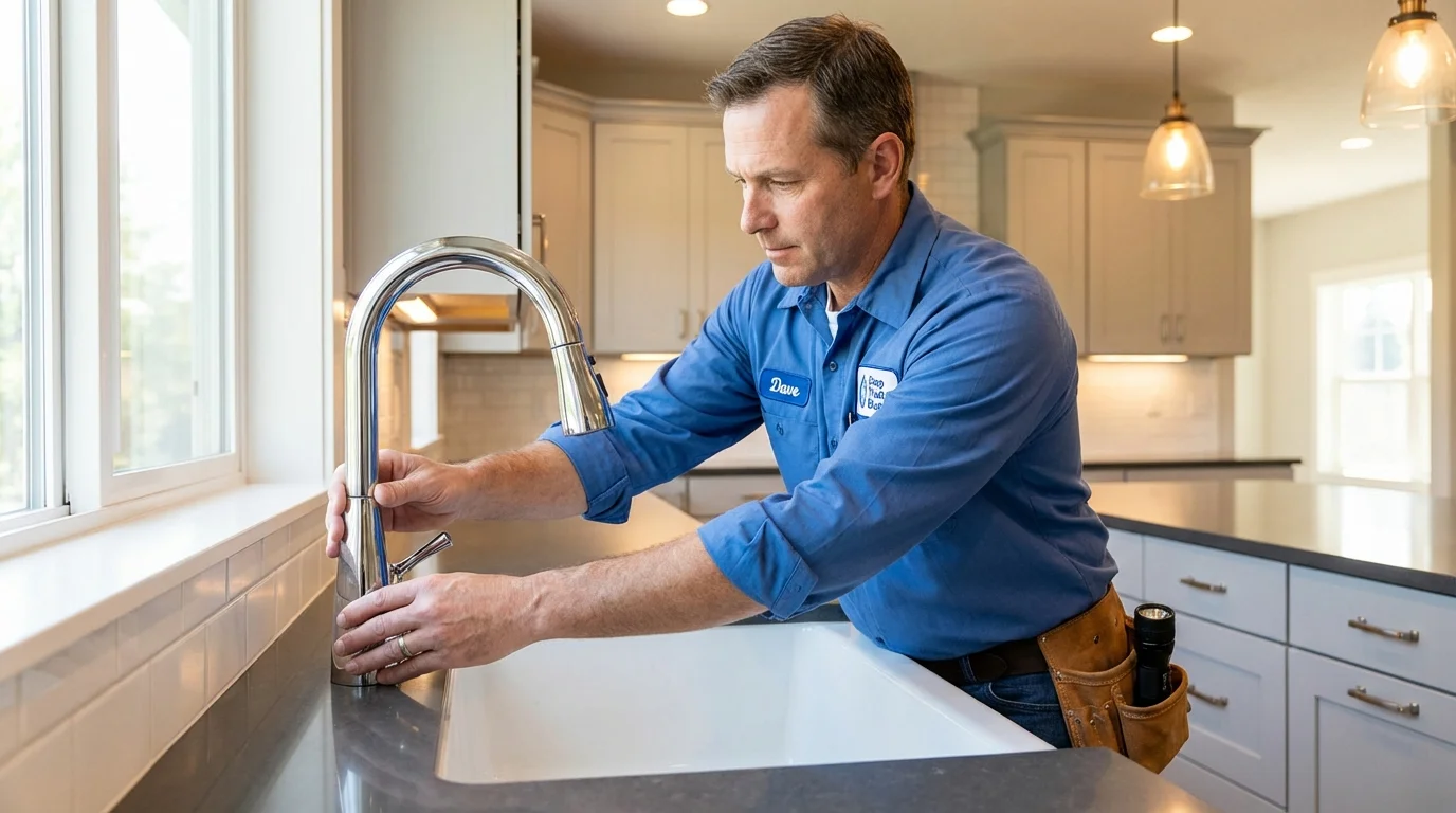 Kitchen faucet installation by Johns Plumbing LLC in South Windsor