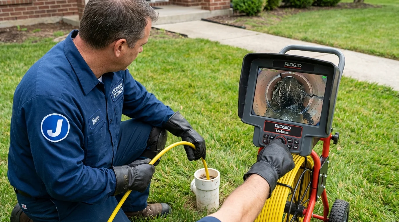 Sewer camera inspection being performed by Johns Plumbing LLC in South Windsor